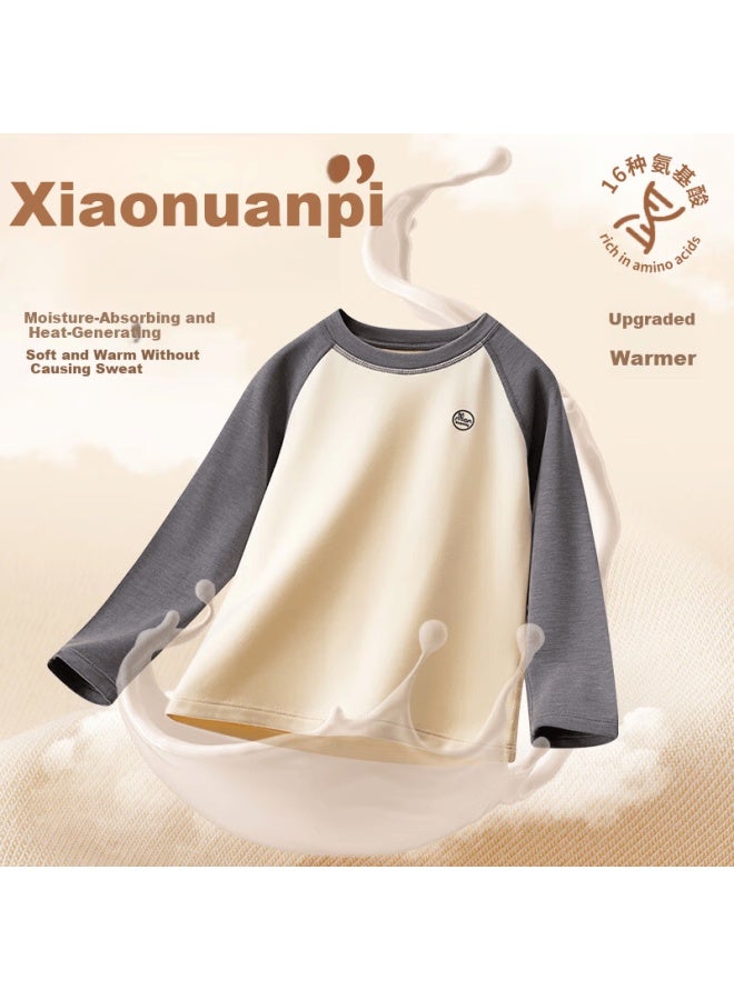 Shanbaomay Autumn Winter Kids Thermal Underwear Set Thickened Warm Fleece Boys Girls Homewear Forest Green 90cm - Image 4