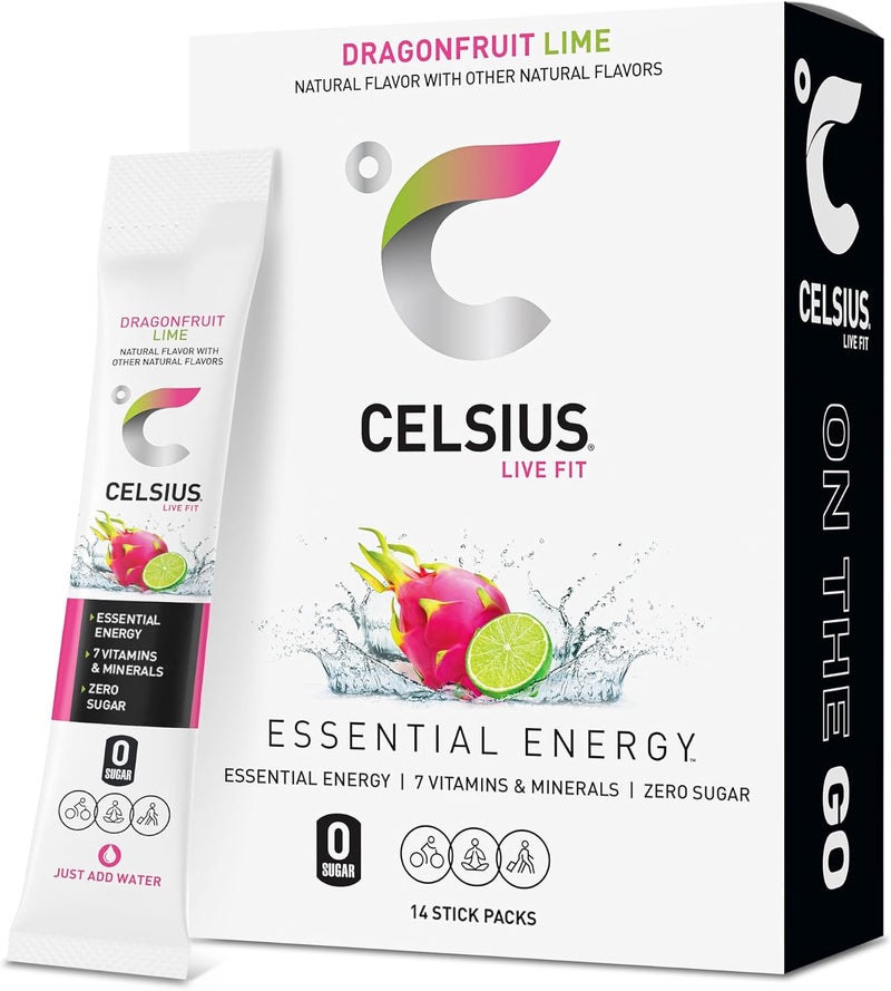 Dragonfruit Lime On-the-Go Powder Stick Packs, Zero Sugar (14 Sticks per Pack)