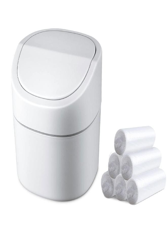 Business King Mini Desk Trash Can with Lid with Trash Bags 180 Pcs Swing-Lid Tiny Countertop Garbage Bin Small Table Top Plastic Covered Waste Basket  - Image 1