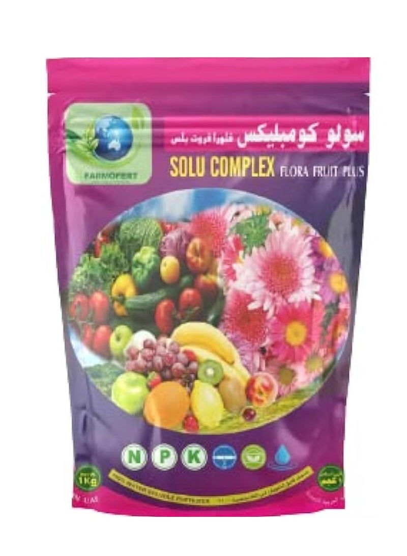 FARMOFERT Flora Fruit Plus NPK 12-12-36 Solu Complex Fertilizer For Fruit Plants 1Kg Garden Care