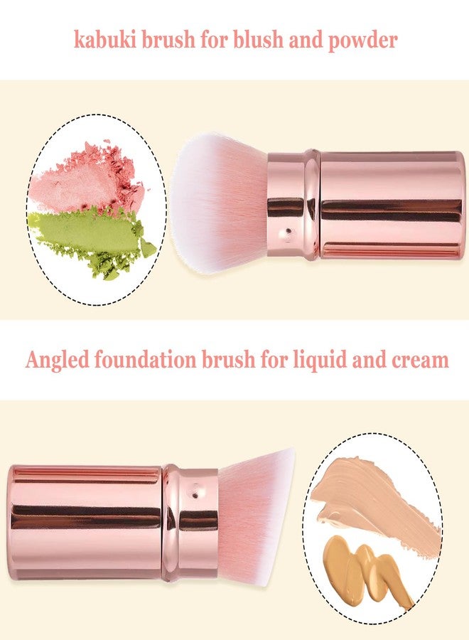 Keriloo Retractable Makeup Brush 2 Pack, Travel Kabuki Powder Makeup Brush, Foundation Face Blush Brushes for Blending Liquid, Blush, Bronzer, Buffing, Sunscreen,Flawless Cosmetics - Image 3