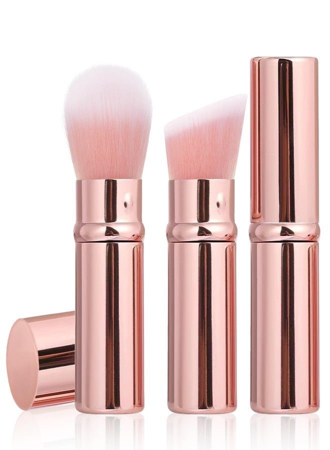 Keriloo Retractable Makeup Brush 2 Pack, Travel Kabuki Powder Makeup Brush, Foundation Face Blush Brushes for Blending Liquid, Blush, Bronzer, Buffing, Sunscreen,Flawless Cosmetics - Image 1