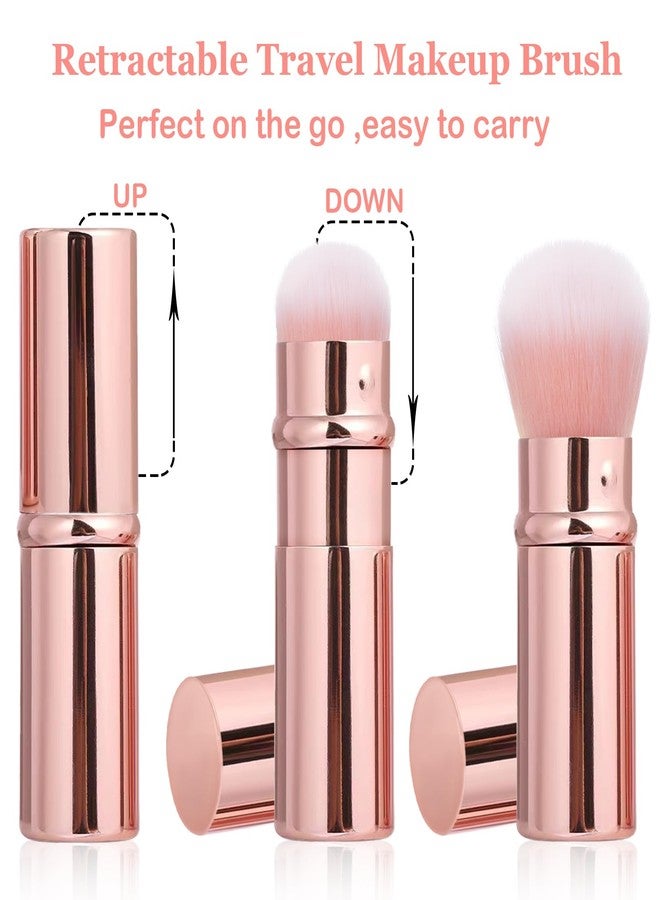 Keriloo Retractable Makeup Brush 2 Pack, Travel Kabuki Powder Makeup Brush, Foundation Face Blush Brushes for Blending Liquid, Blush, Bronzer, Buffing, Sunscreen,Flawless Cosmetics - Image 2