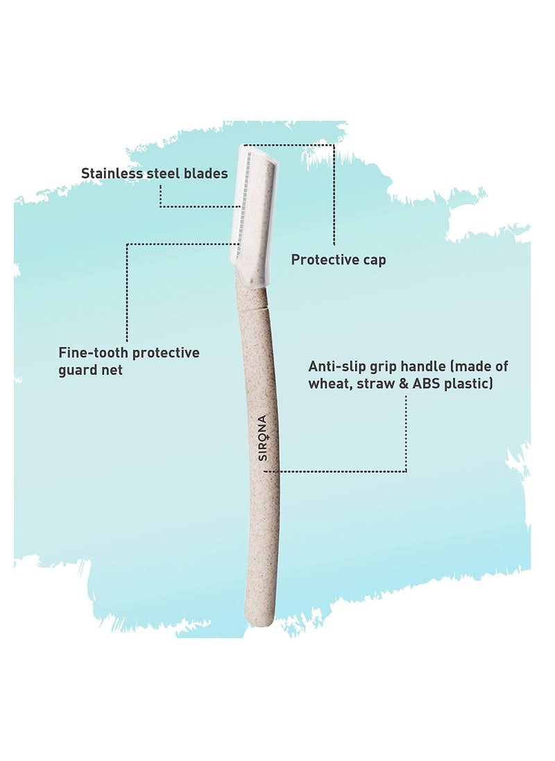 Sirona Blink Razor Women | Facial & Upper Lips Hair Removal, Eyebrow Shaper & Dermaplaning Tool - 3 Razors