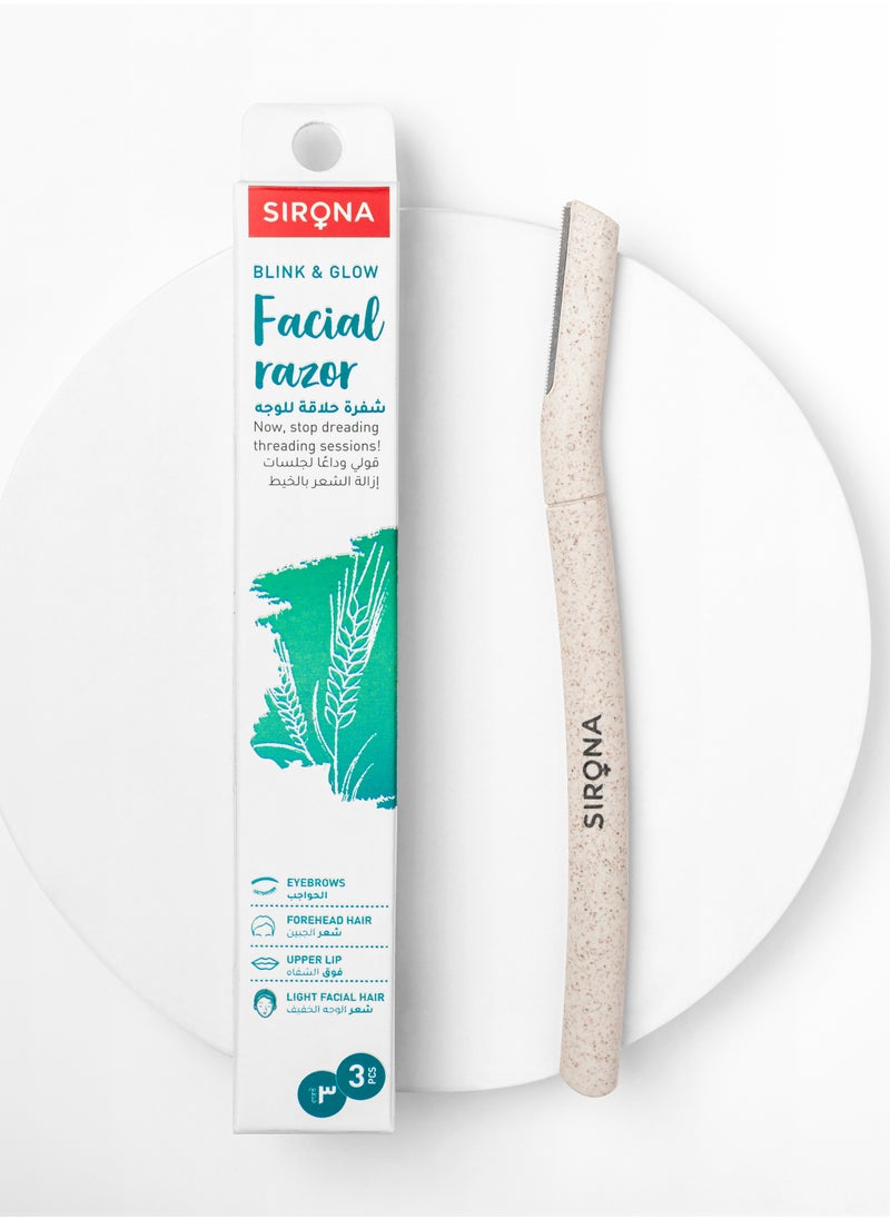 Sirona Blink Razor Women | Facial & Upper Lips Hair Removal, Eyebrow Shaper & Dermaplaning Tool - 3 Razors