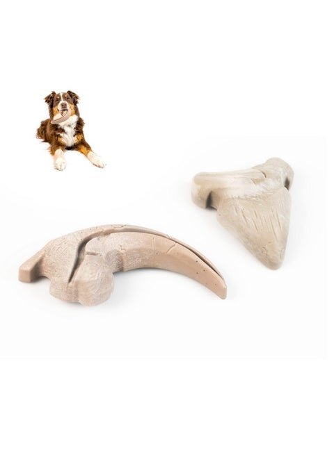 Hyper Pet Fossil Durable Dog Slow Feeder, Chew Toy, Interactive Toys (Bacon Flavored Long Lasting Durable Dog Chew Toy for Aggressive Chewers) Claw + Tooth-2 PK - for All Breeds