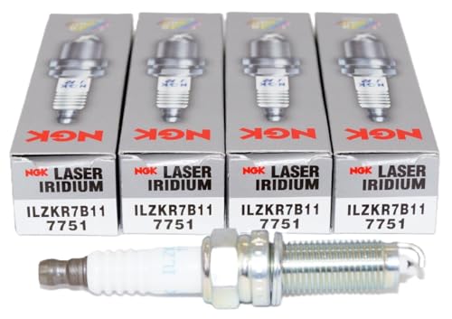 NGK Set 4pcs NGK Laser Iridium Spark Plugs Stock 7751 Nickel Core Tip Standard 0044in ILZKR7B11 - Image 1