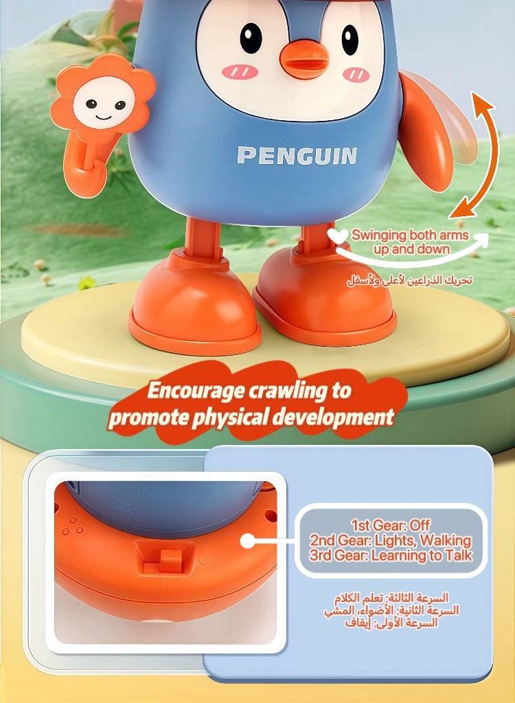 Electric Dancing Penguin Toy with Lights and Music (For Children) Dimensions: 13 x 11 x 15 cm - Image 2