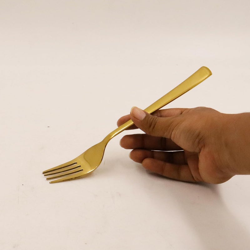 Putrika Spillbox Traditional Stainless Steel Gold ForkLuxury CurtleryBPA FreeNonToxicAntiRustFood Grade ForkDinnerwareTablewareDessert SpoonLength14cm Weight 19gms SSG Tea Fork Large4 - Image 2