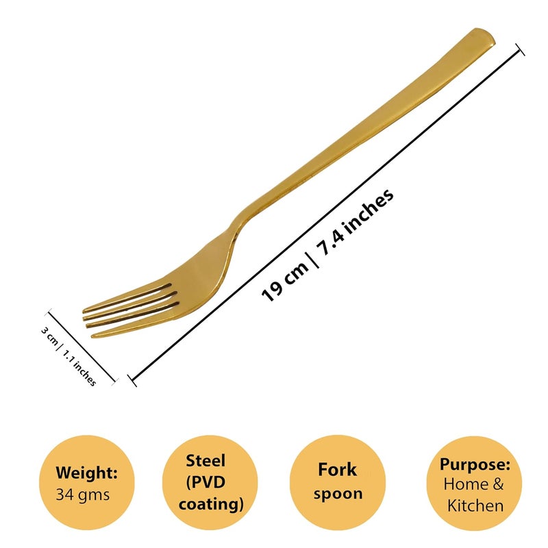 Putrika Spillbox Traditional Stainless Steel Gold ForkLuxury CurtleryBPA FreeNonToxicAntiRustFood Grade ForkDinnerwareTablewareDessert SpoonLength14cm Weight 19gms SSG Tea Fork Large4 - Image 3
