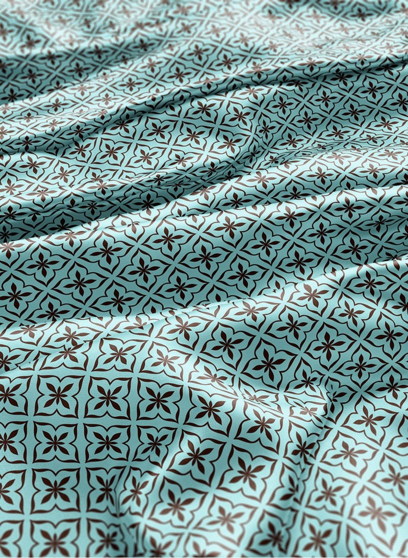 فيلاتو Ø¬Ù„Ø§Ø¨ÙŠØ© Ù…Ø®ÙˆÙŠØ± Ù…Ø²Ù‡Ø±Ø© Ø¨Ø§Ù„Ù„ÙˆÙ† Ø§Ù„Ø£Ø²Ø±Ù‚ ÙˆØ§Ù„Ø¨Ù†ÙŠ Ù…Ù† Ù‚Ù…Ø§Ø´ Ø­Ø±ÙŠØ± Ø§Ù„Ù„ÙŠÙ„ Ø¹Ø±Ø§Ù…Ù†ÙŠ Ø¨Ø§Ù„ÙŠØ§Ø±Ø¯Ø©ØŒ Ø¹Ø±Ø¶ 58 Ø¨ÙˆØµØ© - Image 3