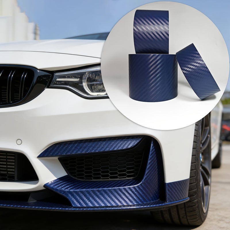 3D Woven Texture Car Decal Wrap 2in Wide Carbon Fiber Style Scratch Resistant Protective Film Decorative Sticker For Door Edge Sill Mirror Body Trim - Image 1
