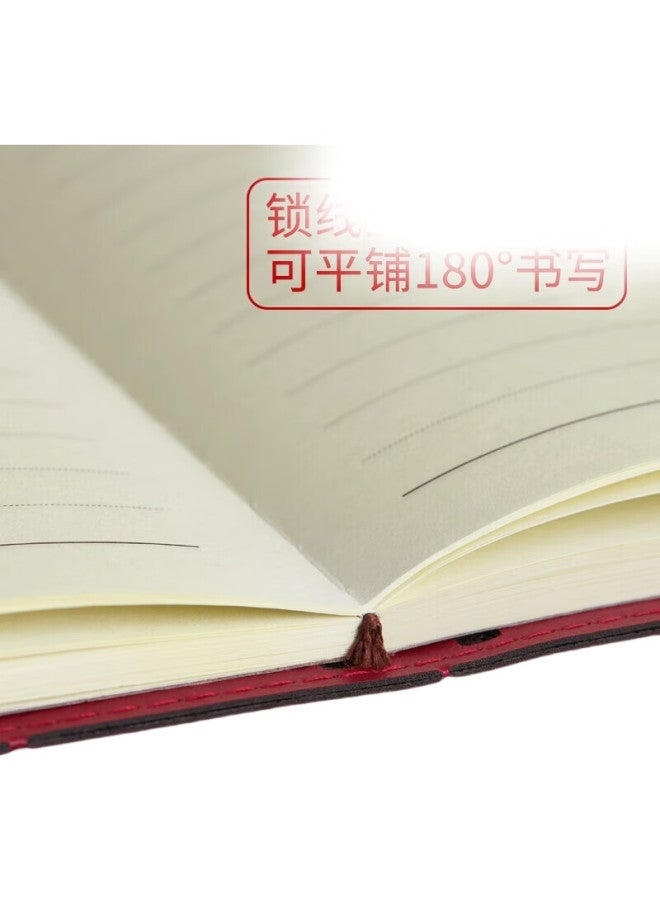 UHOO [Lowest Price Online] Uhoo Party Member Study Notebook A5/100 Sheets 1 Pack Leather Cover Business Meeting Minutes Diary Red 0663 - Image 2