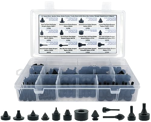Dsnaduo 160 PCS Black Automotive Rubber Bumper Assortment, Rubber Stop Bumper Stopper Compatible With GM Ford and Chrysler Replace 20030, 8210, fit many models - Image 1