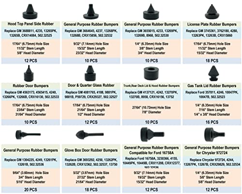 Dsnaduo 160 PCS Black Automotive Rubber Bumper Assortment, Rubber Stop Bumper Stopper Compatible With GM Ford and Chrysler Replace 20030, 8210, fit many models - Image 3