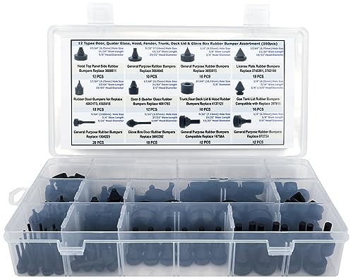 Dsnaduo 160 PCS Black Automotive Rubber Bumper Assortment, Rubber Stop Bumper Stopper Compatible With GM Ford and Chrysler Replace 20030, 8210, fit many models - Image 5