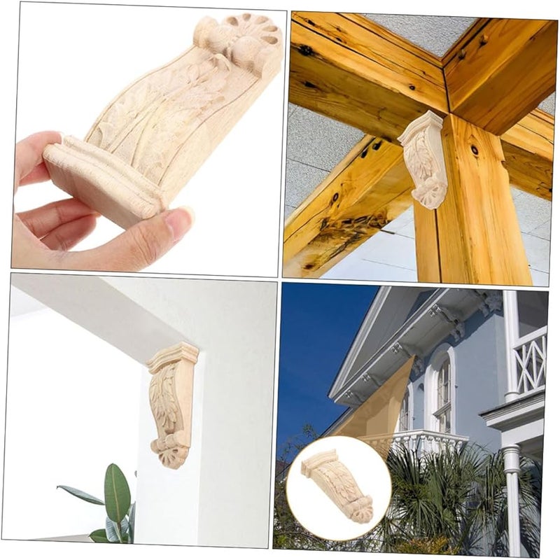 مجموعة قوسين خشبيين منقوشين قديمين من قطعتين للزاوية والسقف لتزيين المنزل - Image 4