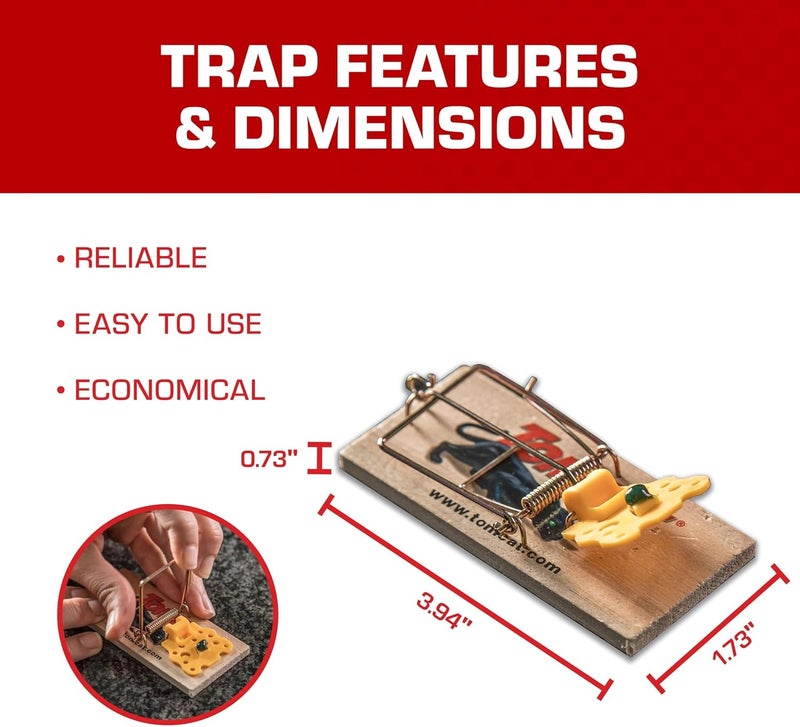 TOMCAT Mouse Traps (Wooden), Easy to Use, Effective Way to Catch Mice, 24-Pack - Image 5
