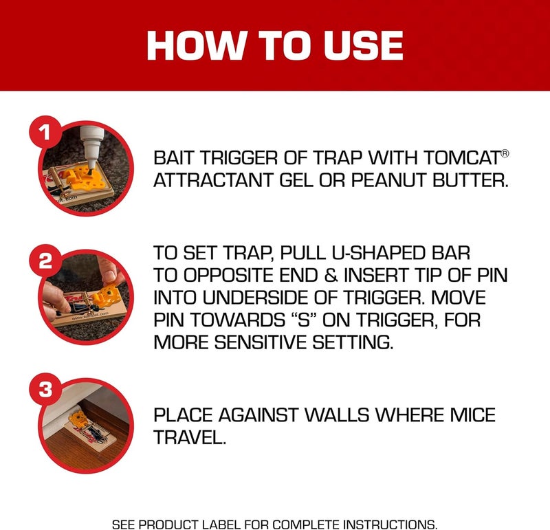 TOMCAT Mouse Traps (Wooden), Easy to Use, Effective Way to Catch Mice, 24-Pack - Image 4
