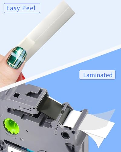 RAEMALL P Touch Label Tape 9mm 0.35 Inch Replacement for TZe-221 TZe121 TZe 421 521 621 721 Work for P Touch Label Maker PT-D210 H110 D600 (Black on White/Clear/Red/Blue/Yellow/Green), 6 Pack - Image 2