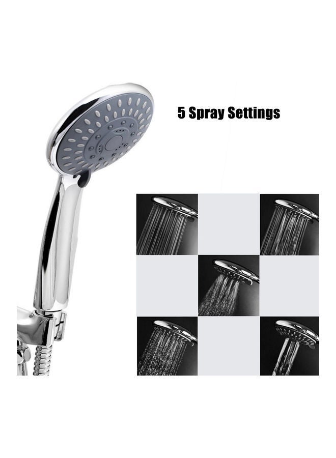 NIBEMINENT Handheld Shower Head 5 Spray Settings Silver 9.7x4.1x3.1inch - Image 2