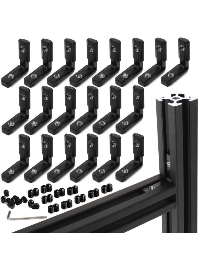 20pcs,2020 Aluminum Extrusion Series L-Shape Interior Inside Corner Connector Joint Bracket with Screws for 20x20 Series Aluminum Extrusion Profile Slot 6mm  - Image 1