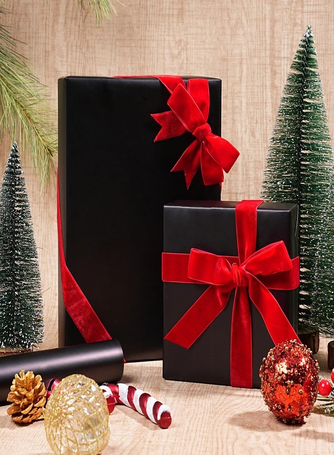 LaRibbons Black Wrapping Paper, Solid Color Matte Metal Gift Paper Roll - 17 Inch x 33 Feet, Gift Wrapping Paper for Christmas, Valentine's Day, Wedding, Birthday - Image 4