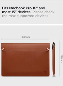 Spigen Laptop Sleeve Valentinus S 15 15.6 16 inch, for MacBook Pro, Built in Magnetic Flap with [Foldable Stand] Leather Laptop Case Cover, Laptop Pouch Bag - Classic Brown  - Image 4