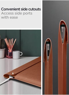 Spigen Laptop Sleeve Valentinus S 15 15.6 16 inch, for MacBook Pro, Built in Magnetic Flap with [Foldable Stand] Leather Laptop Case Cover, Laptop Pouch Bag - Classic Brown  - Image 5