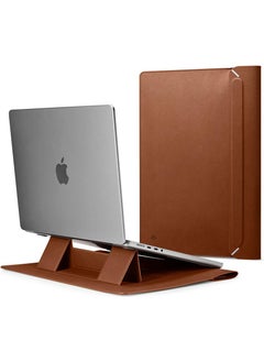 Spigen Laptop Sleeve Valentinus S 15 15.6 16 inch, for MacBook Pro, Built in Magnetic Flap with [Foldable Stand] Leather Laptop Case Cover, Laptop Pouch Bag - Classic Brown  - Image 1