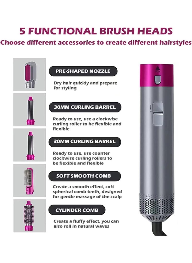 PRO Hair Dryer Brush 5-in-1 Hot Air Styler - Versatile Curling, Straightening, and Drying Brush with Interchangeable Attachments  - Image 4
