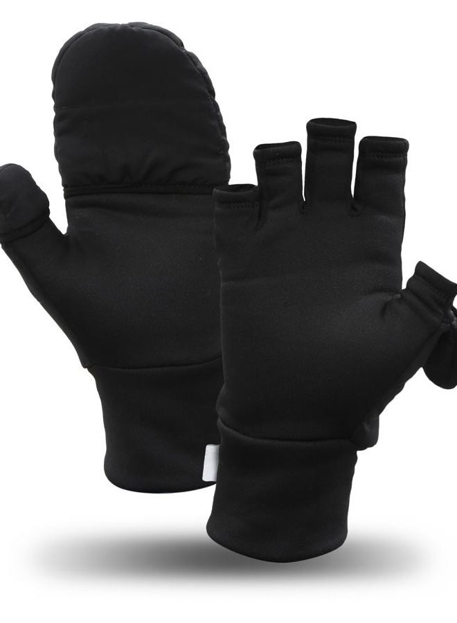 TrailHeads Men's Insulated Convertible Mittens - Winter Running Mittens - black, medium/large - Image 1