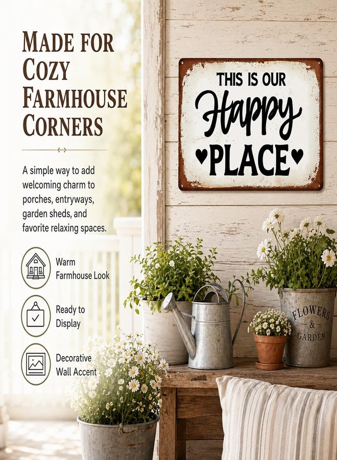 Funnysign Garden Gifts This Is Our Happy Place Vintage Gardening Tin Sign for Home Garden Patio Greenhouse Yard Decor 8 X 12 Inch (9748) - Image 3