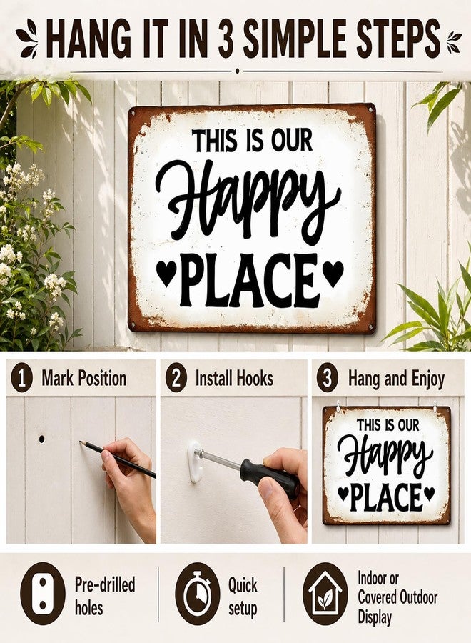Funnysign Garden Gifts This Is Our Happy Place Vintage Gardening Tin Sign for Home Garden Patio Greenhouse Yard Decor 8 X 12 Inch (9748) - Image 4