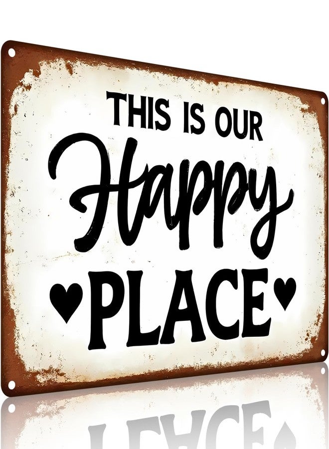 Funnysign Garden Gifts This Is Our Happy Place Vintage Gardening Tin Sign for Home Garden Patio Greenhouse Yard Decor 8 X 12 Inch (9748) - Image 1