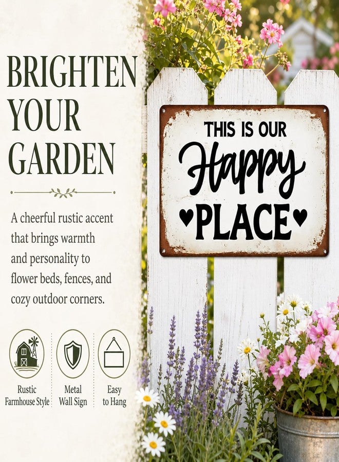 Funnysign Garden Gifts This Is Our Happy Place Vintage Gardening Tin Sign for Home Garden Patio Greenhouse Yard Decor 8 X 12 Inch (9748) - Image 2