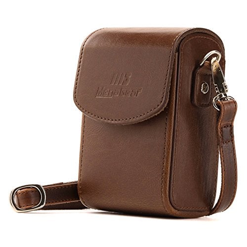 MegaGear Canon PowerShot SX740 HS, SX730 HS Leather Camera Case with Strap - Dark Brown - Image 1