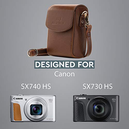 MegaGear Canon PowerShot SX740 HS, SX730 HS Leather Camera Case with Strap - Dark Brown - Image 5