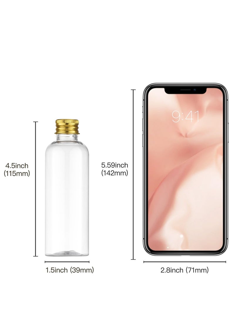 عبوات سفر 5 حزمة سعة 3.4 أونصة، حاويات تجميل قابلة لإعادة التعبئة مع أغطية ألمنيوم ذهبية لأساسيات السفر، بلاستيك شفاف، 100 مل - Image 2