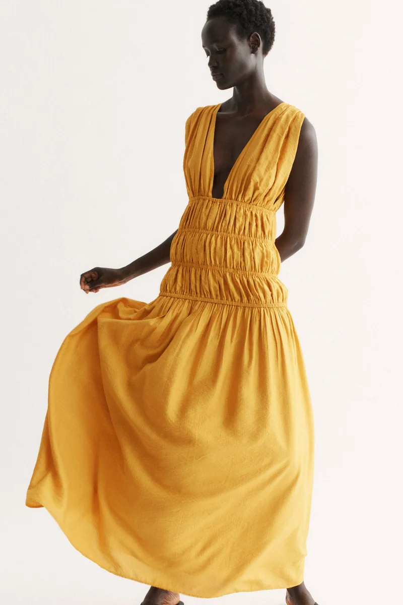 H&M  Smocked viscose-blend dress for Women | Best Price UAE