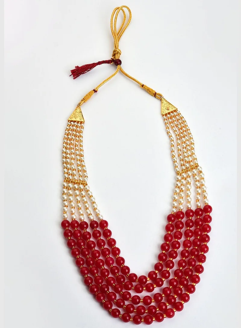 SOHI Gold Plated Designer Stone Beaded Necklace and Earrings Set