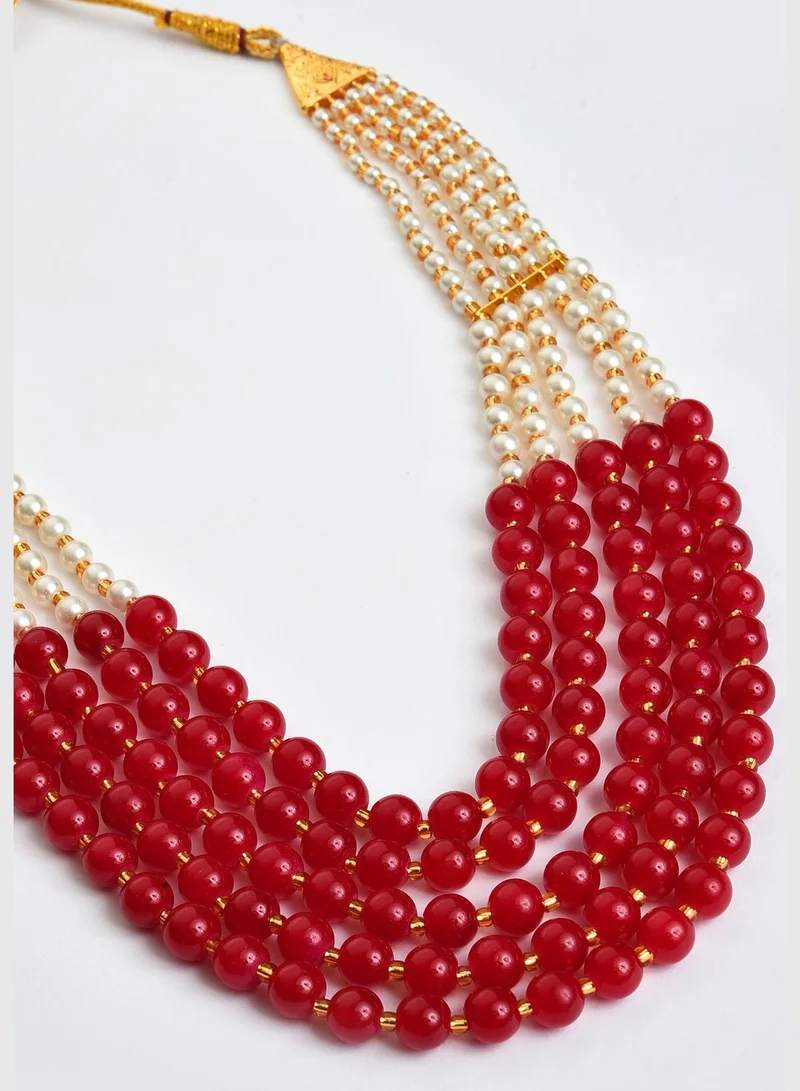 SOHI Gold Plated Designer Stone Beaded Necklace and Earrings Set