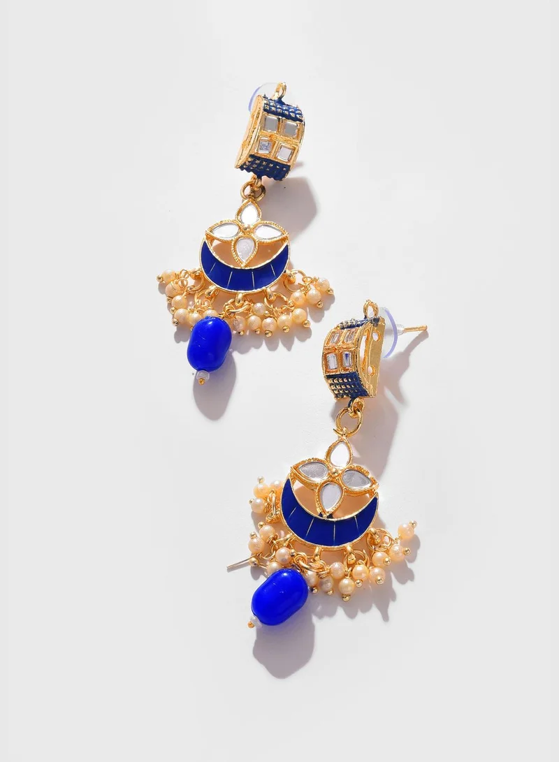 SOHI Gold Plated Designer Stone Beaded Necklace and Earrings Set