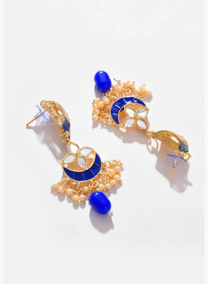 SOHI Gold Plated Designer Stone Beaded Necklace and Earrings Set