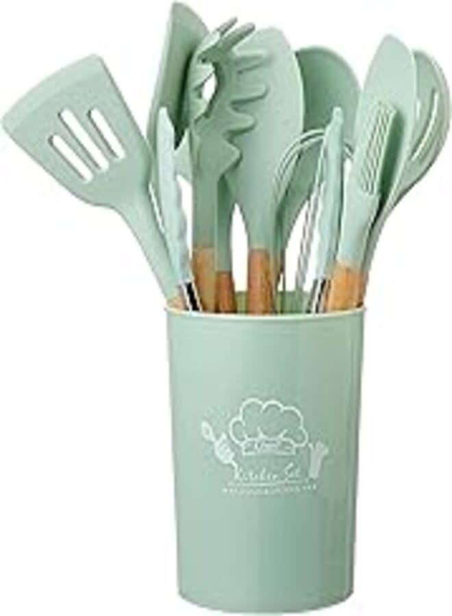 Image Group Dispensing Set 12 Pieces Silicon Wood Handle TK292