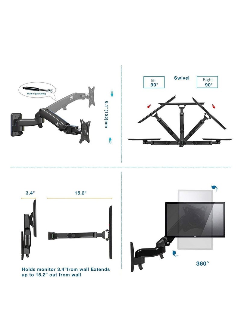 17" to 35" Monitors Gas Strut Flexi Wall Mount LCD/LED TVs F150 10 Kgs Load Capacity - Image 2