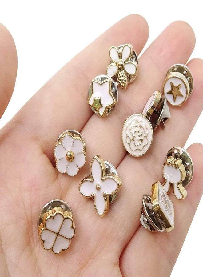 GLNRM Brooch Pins for Women Cover Up Button Pins Instant Button Jeans Button Pins Women Shirt Safety Brooch Enamel Pins Modesty Pins (Pearl Button 10 Pcs) - Image 4
