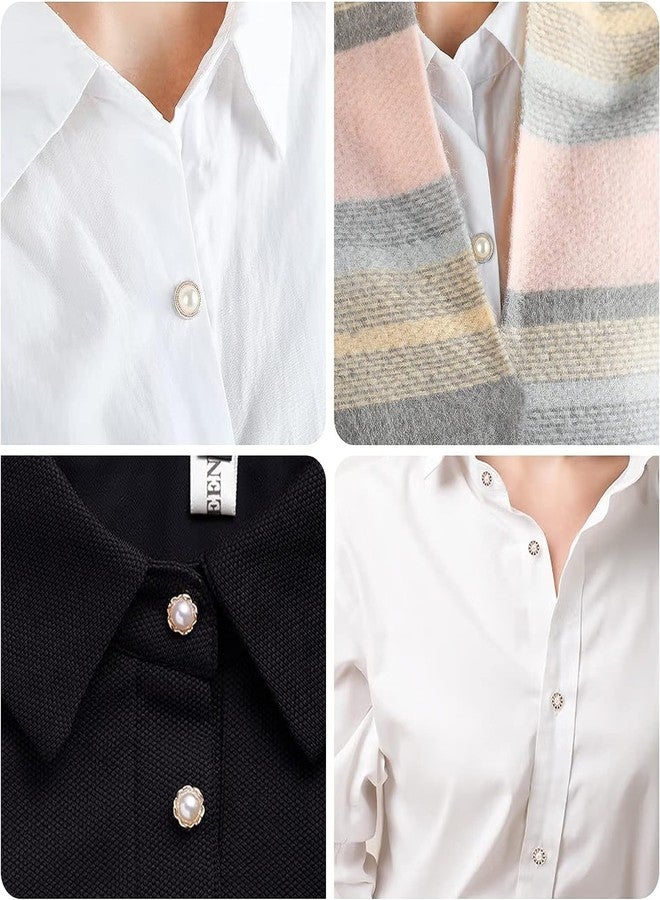GLNRM Brooch Pins for Women Cover Up Button Pins Instant Button Jeans Button Pins Women Shirt Safety Brooch Enamel Pins Modesty Pins (Pearl Button 10 Pcs) - Image 2