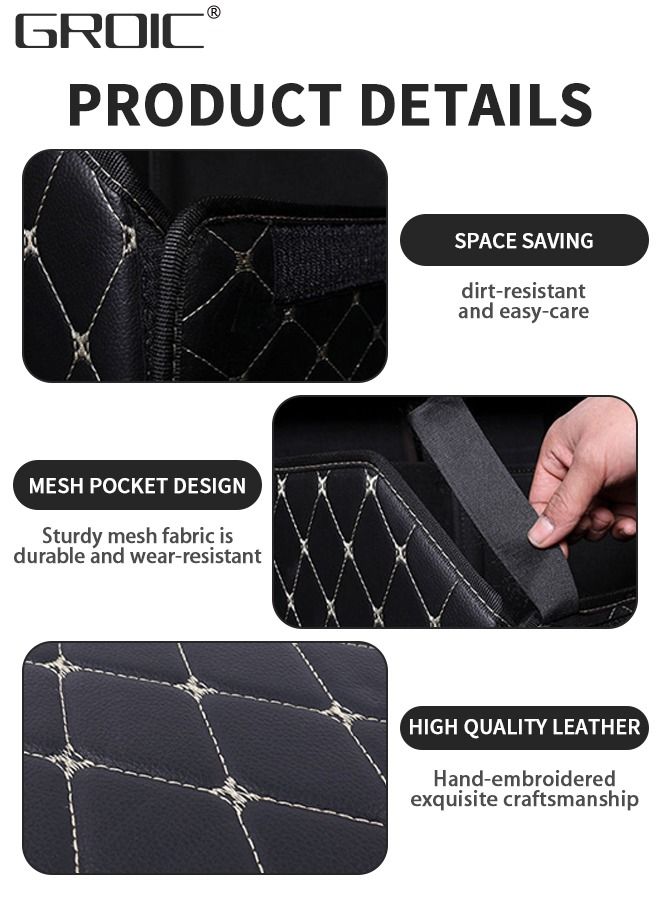 GROIC Foldable Car Trunk Organizer with Lid,Leather Car Trunk Storage Box,Car Trunk Storage Organizer Bin,Storage Organizer for Camping Picnic Home Garage  - Image 3