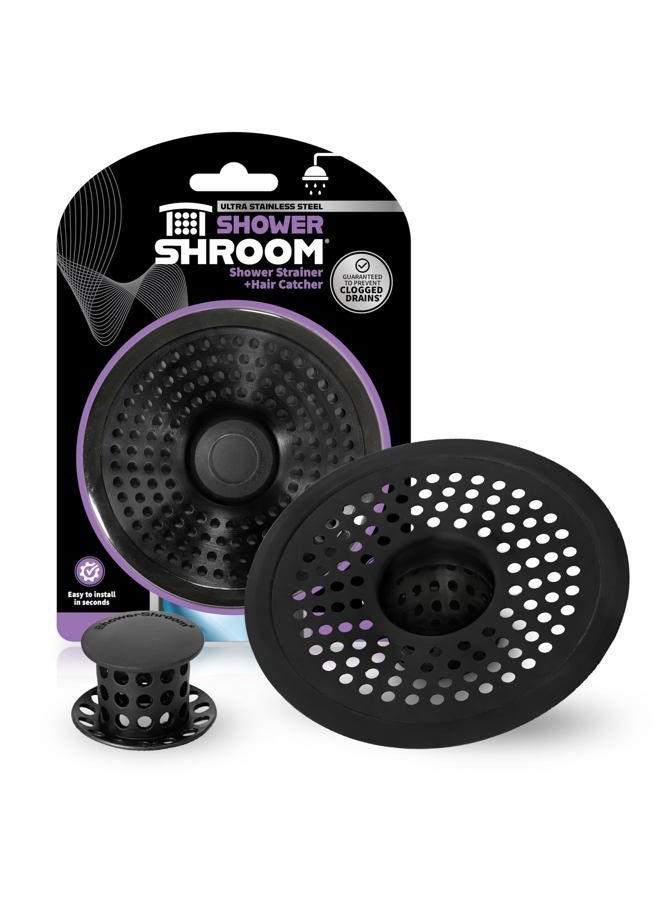 Shower Shroom Ultra Matte Black Hair Catcher, Stainless Steel Drain Protector, Fits All Shower Drains - Image 1